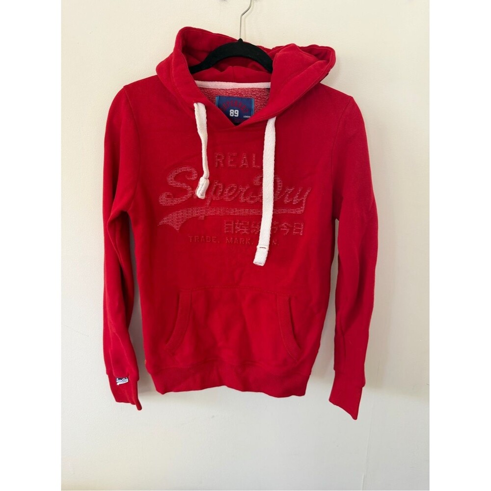Superdry Red Pullover Hoodie with White Drawcords